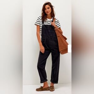 Free People Black Denim Overalls